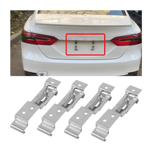 JNNJ 4 Pièces Support De Plaque D'immatriculation Pour Remorque, Clips para Placa de Matrícula Remolque en Acero Inoxidable, Soportes con Resorte para Placa de Matrícula, para Remolques y Caravana
