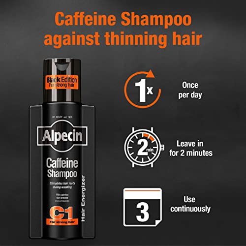 Alpecin Black Mens Shampoo and Caffeine Hair Booster Set | Against Thinning Hair | Natural Hair Growth for Men | Energizer for Strong Hair | Hair Care for Men Made in Germany - Image 3