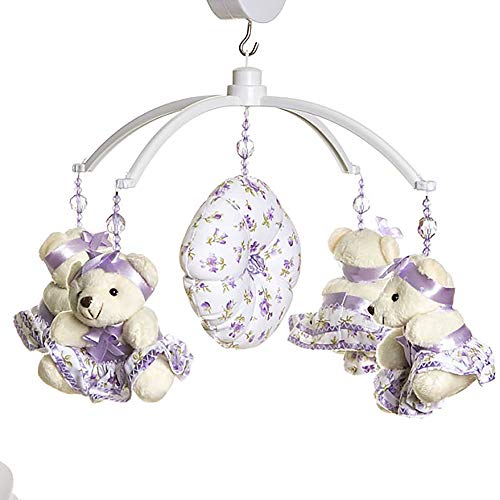Móbile Musical Ursinha de Tiara, Quarto Bebê Menina, Potinho de Mel, Lilás