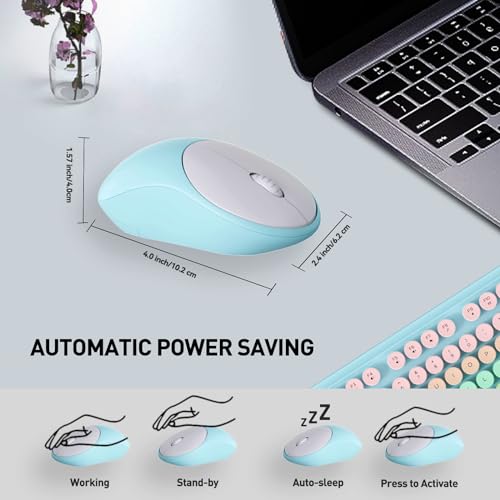Image of FD 2.4GHz Wireless Keyboard and Mouse Set with Switch Button - Full-Size Keyboard - Compatible for Windows /Laptop /PC /Notebook /Smart TV and More - Blue White Colorful