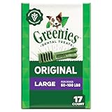 Greenies Veterinarian-Recommended Natural Dental Dog Treats, Large Size, Original Flavor, 27 oz. Pack, 17 Count