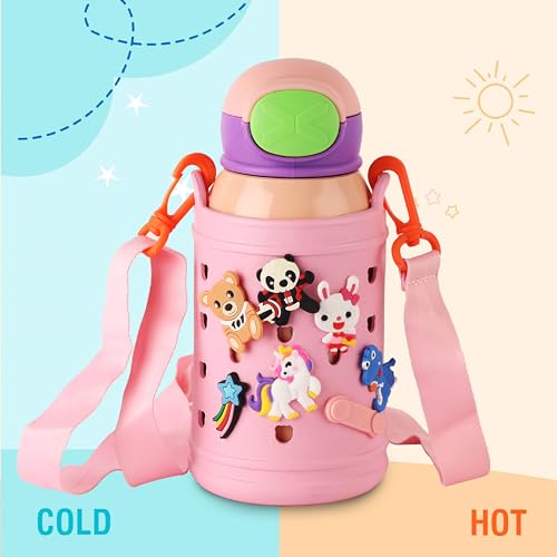 Image of Cello Joytron Kids Flask | Stainless Steel Keeps Drinks Cool or hot for an Extra Long time | Double Walled Vacuum Insulated Technology | Leak Proof lid | 550ml, Peach