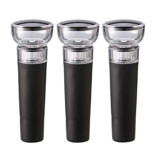 VJIAIEO - Pack of 3 Mini Wine Stoppers Vacuum Wine Stopper Reusable Wine Bottle Stoppers with Built-in Vacuum Pump Leakproof Wine Bottle Sealer Silicone Caps Air Remover Corks Wine Saver