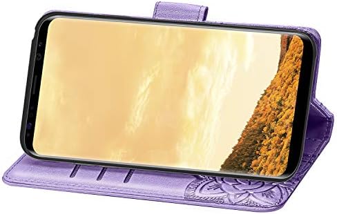 ZTOFERA Flip Case for Samsung S8, Butterfly Embossment Pattern Wallet Case with[Magnetic Closure][Card Slots][Kickstand][Wrist Strap], Slim Cover for Samsung Galaxy S8 - Purple