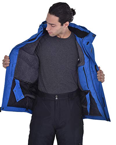Swiss Alps Mens Insulated Water Resistant Performance Winter Ski Jacket Coat, Bright Blue, S #TOP3