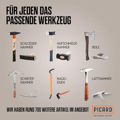 PICARD Schlosserhammer BlackTec FS Nr. 327 500g | Ergonomischer 3-Komponenten-Stiel | Schwingungsarm | Spezialstahl | DIN 1041 | Profi-Qualität für Schlosser und Klempner | Made in Germany seit 1857