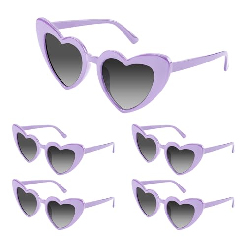 Bouiexye Óculos de sol em forma de coração para despedida de solteira, estilo vintage, para casamentos, damas de honor, festas, acessórios, Roxo