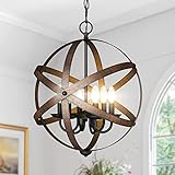 DEWENWILS 6-Light Farmhouse Chandelier, Rustic Metal Pendant Light Fixtures, Globe Ceiling Light...