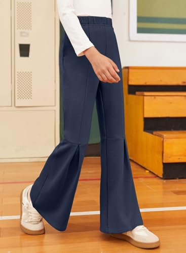 blibean Girls Bell Bottoms Pants School Uniform Stretchy Leggings Size 6-15 Years4
