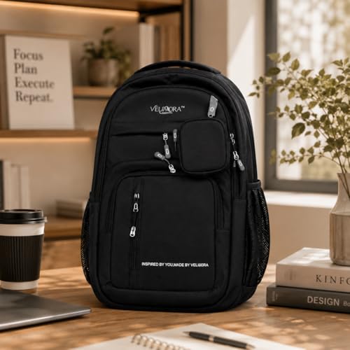 Image of MBW Korean Style Water Resistant 35L Laptop Backpack for Men & Women | Polyester Multi Compartments Bag with Side Pockets & Accessory Pouch | Travel Backpack for Office, College and School