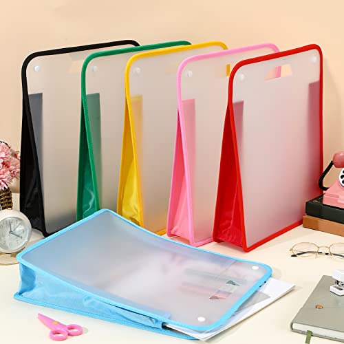 Image of 12 Pieces Scrapbook Paper Storage 12x12 Sheets Storage Paper File Scrapbook Paper Storage Organizer with Handle Expandable Craft Paper Storage for Documents Office Photos Cardstock File (Colorful)