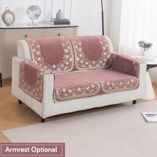 Image of HOKIPO Gulabi Jaal Premium Chenille Jacquard Sofa Cover for 2 Seater for Seat & Back, 'Royal Aangan Series' (IN-1007-L1*2)