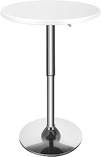 Magshion Stool 23.6' Round Adjustable Height Wood Bar Pub Table White