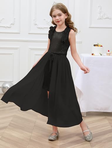 Girls Sequin Dress Formal Party Pageant Dress Sparkle Birthday Dresses for Tween Size 5-14Y4