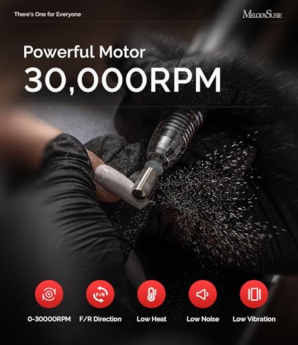 Image of MelodySusie Multifunctional Desktop Nail Drill with Foot Pedal, SC320I 30000RPM E-File with Bit Holders & Elegant Design for Manicure Trimming, Shaping & Gel Removal, Ideal for Nail Artists & Home Use