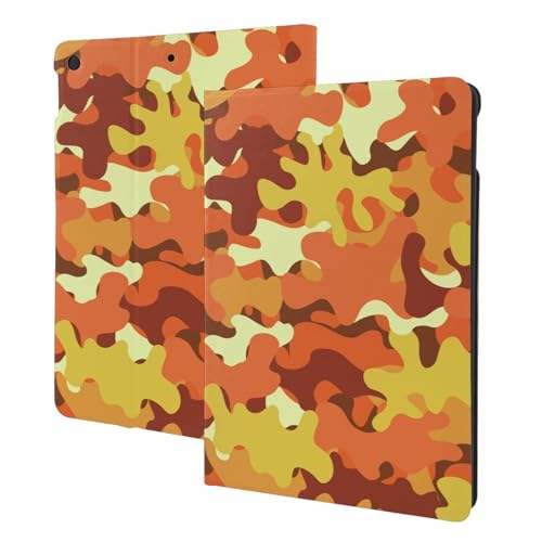 Étui pour iPad 10.2 camouflage orange jaune compatible avec 9e 8e 7e génération