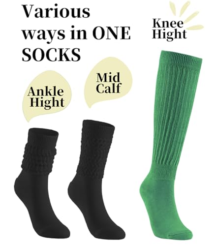 Image of Slouchy Socks for Women Stretchy Knee-High Scrunch Socks Soft Long Slouch Boot Socks