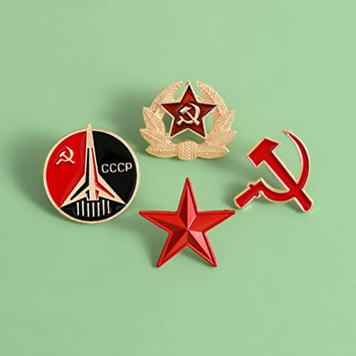 4 Pcs Distintivo De Broche Cinco Estrelas Uniforme Soviético Chapéus Russos Alfinete De Esmalte Russ
