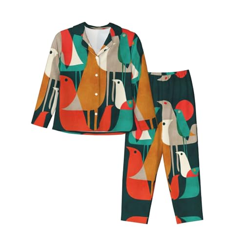 Pyjama imprimé flocage d'oiseaux EdWal pour des soirées cocooning et nuits douces en hiver