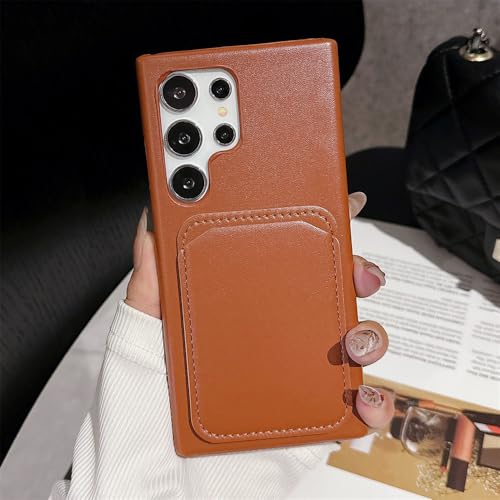 Étui portefeuille Samsung S24 Ultra avec porte-monnaie et cartes marron