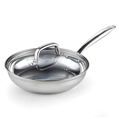 Cook N Home 02610 Stainless Steel Fry Lid, 3-Quart 10-Inch Saute Pan, Silver
