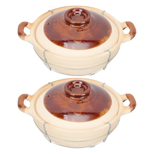 HOOWIFFY Olla de Barro Persona 0,5l con Mango Único Resistente al Calor, Cazuela para Horno de Color Claro con Tapa, Utensilios de Cocina Versátiles para Estofados y Sopas Caseras