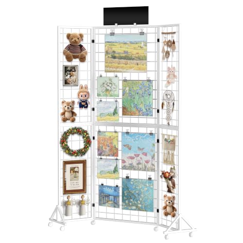 DEMEGA Foldable Grid Wall Panel, Gridwall Display Stand with Notice board
