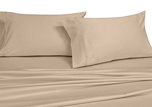 Royal Hotel Bedding Solid Tan/Linen 250-Thread-Count 4pc Full Bed Sheet