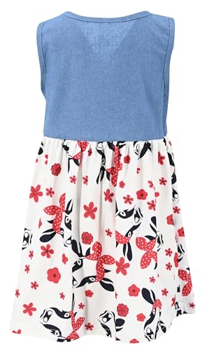 Unique Baby Girls Sleeveless Denim Dress with Knot Tie and Fun Print for Toddler and Big Kids4