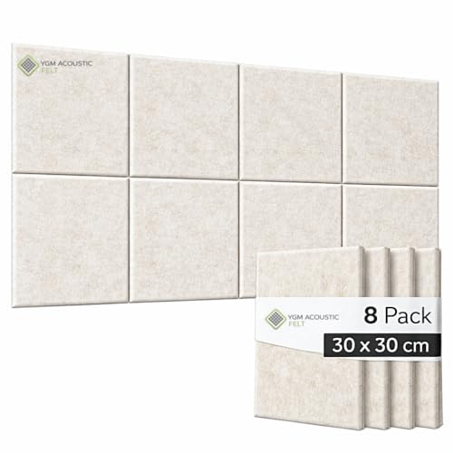 Image of YGM Acoustic Foams Luxury PET Felt Acoustic Self Adhesive Panels, 10 MM Thick, Sound Absorbing Panels for Wall | Room Noise Reducer & Sound Dampening (Pure Beige, 1x1 Foot - 8 Panels)