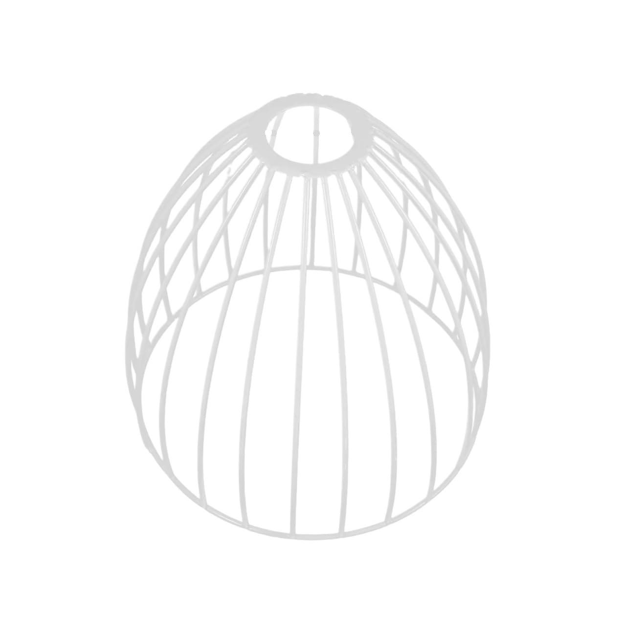 Metal Lamp Cover Metal Cage Ceiling Light Shade Industrial Wire Pendant Lampshade Hollow Mesh Lamp Cover Birdcage Style Indoor Decorative(White)