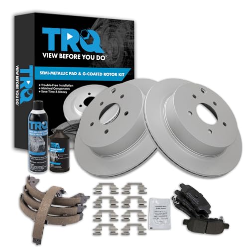 Image of TRQ Rear Brake Pad & Rotor Kit Semi-Metallic Compatible with 2006-2008 INFINITI FX35 FX45 2018-2019 Q50 Q60 2003-2007 Nissan Murano 2004-2007 Quest