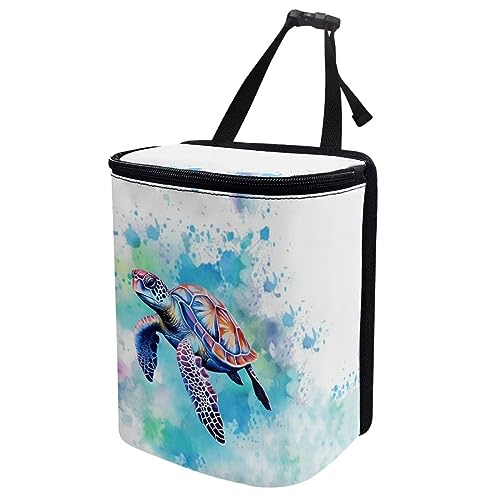 Image of DISNIMO Tie Dye Car Trash Can Easy-to-Install Car Accessory Interior, Sea Turtle Leak-Proof Car Garbage Can Bin Organizer Storage Bag for The Back Seat of Any Cars, Sedans, SUVs & Trucks