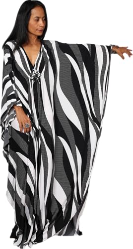 Turkish Silk Caftans - Wrinkle Resistant Ethnic & Floral Print Over-Sized Kaftans for Women - Lounge Wear 8693
