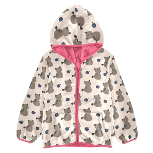 Cute Cat Toddler Fleece Jacket Baby Girls Hooded Zipper Long Sleeve Thick Warm Outerwear 3-10 Years - Main Image