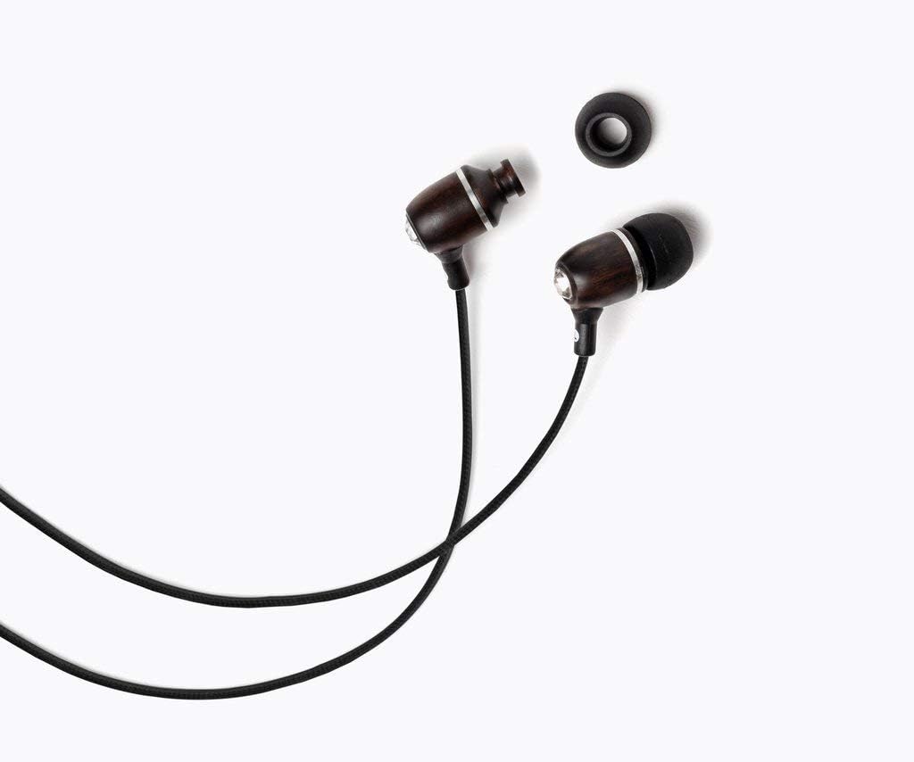 Symphonized Bling Premium Genuine Wood in-Ear Noise-isolating Headphones with Mic and Nylon Cable (Black)