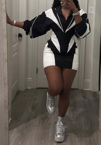 Skirt Sets Women 2 Piece Outfits Casual Long Sleeve Crop Tops Zipper Jacket Mini Skirts Workout Lounge Set Tracksuit4