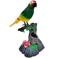 Tipmant Realistic Eelectric Birds Talking Parrots Electronic Pets Office Home Wall Desk Table Decoration Repeat What You Say Kids Toys Birthday Gifts (Green)