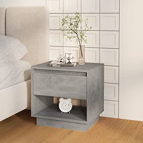 BaraSh Mesita de Noche mesitas de Noche Dormitorio mesitas de Noche Madera Muebles auxiliares Madera contrachapada Gris hormigón 45x34x44 cm