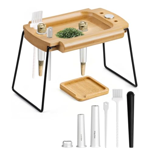 SafeDelux Foldable Wooden Rolling Tray Set with Cone Loader, Cone Filler - Rolling Tray...