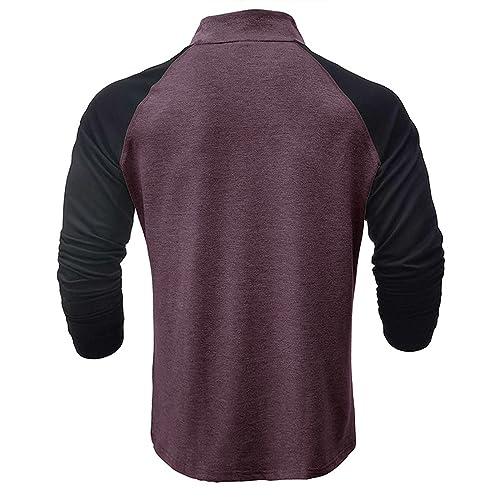 Camisetas masculinas Color Block manga longa barco gola tartaruga treino atlético cardigã camiseta m