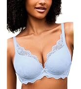 Zossav Lace Push Up Bra with Thick Padding and Underwire