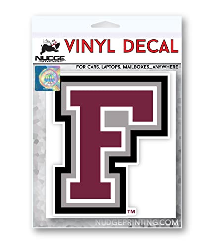 Image of Forham University Rams Block F Maroon and Grey Weatherproof Vinyl Sticker Car Decal from Nudge Printing
