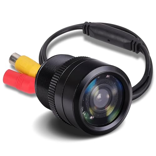 Pyle Flush Mount Rearview Mirror Cam, Marine Grade Waterproof HD Rear Car Camera with Night Vision, IR LED Lights, Built-in Distance Scale Lines, Wide-Angle Lens Backup Cam,1.25