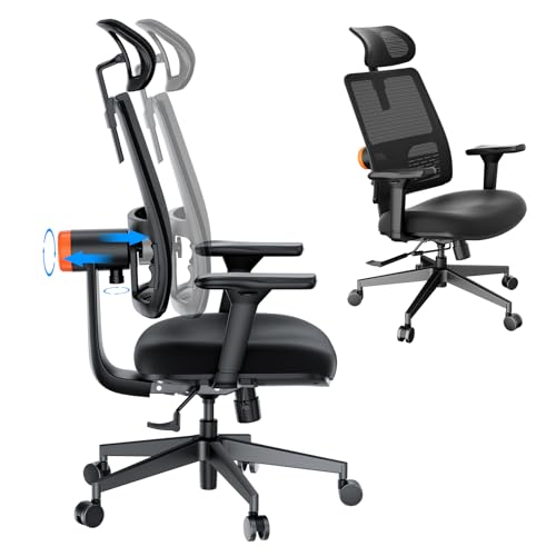 Newtral Ergonomic Home Office Chair, High Back Desk Chair with Unique Adaptive Lumbar Support, Adjustable Headrest, Seat Depth Adjustment, 96°-126° Tilt Function, Adjustable Armrest Recliner