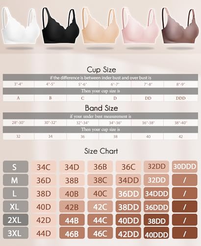 Image of DOCUMO Bras for Women Scalloped No Underwire Wireless Seamless Bra with Lift and Support Soft Bralettes with Bra Extender