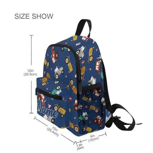 Fisyme Custom Toddler Backpack Farm Tractors School Bag Kids Daypack for Kindergarten Preschool Nursery Girls Boys, S3