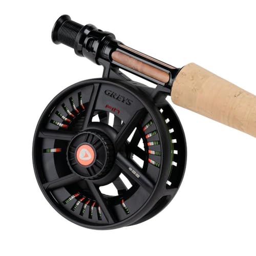 Greys Fin Fliegenruten- & Rollen-Set | 4-Teilig Fast Action Rute Mit Fin Scheibenzug Rolle | Hochleistungs-Süßwasser-Komplettset | Mit Ruten- & Rollen-Tasche | 9ft | 5/6