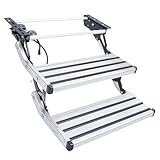 Electric Retractable RV Steps with LED Light, 2-Step, 400 LBS Load Capacity, Foldable Aluminum Alloy Camper Steps, Thickened Steel Plate Trailer Steps, Non-Slip Design, Ideal for RV, Trailer, Camper
