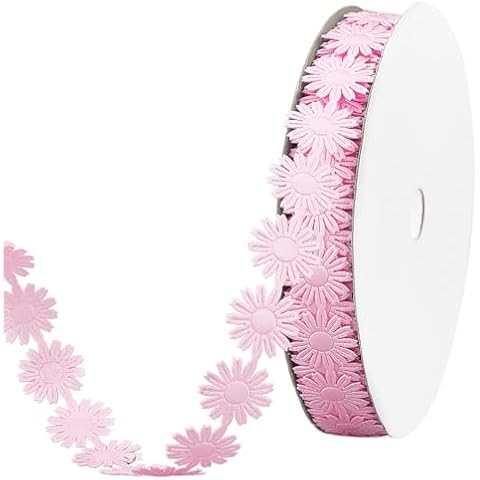 PH PandaHall 20 Yards Pink Flower Lace Trim Cover